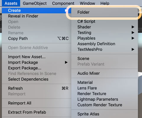 Unity Assetsメニューのcreateを解説 フォルダ スクリプトの作成 初心者向け エクスプラボ