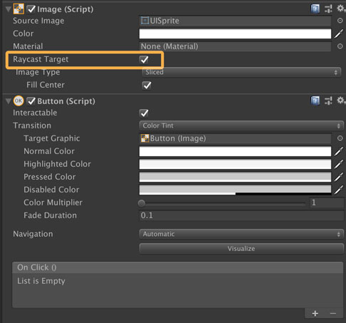 ButtonのRaycastTarget