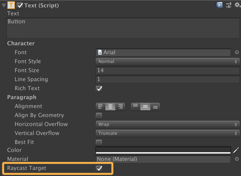 TextのRaycastTarget