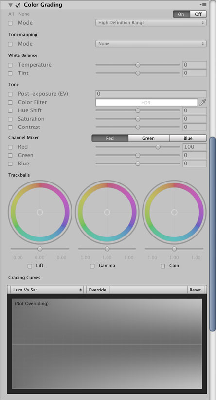 Color Gradingの設定項目