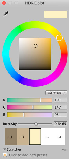 HDRのカラーピッカー