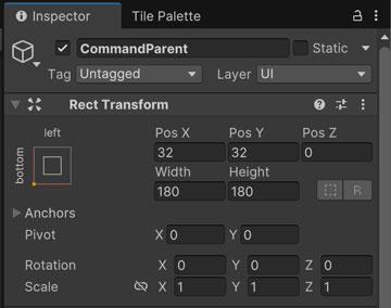 CommandParentのRect Transform