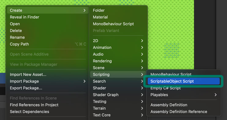 ScriptableObjectのファイルを作成