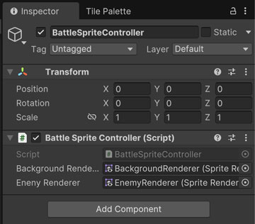 スクリプトのアタッチとスプライトのアサイン