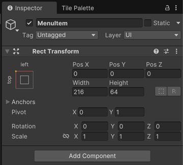 Rect Transformの設定