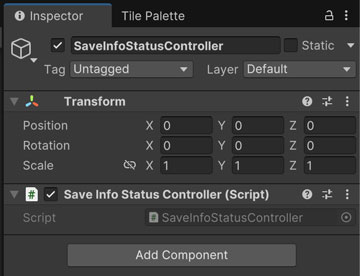 SaveInfoStatusControllerのアタッチ