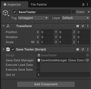SaveTesterのアタッチ