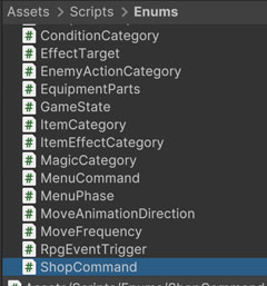 お店で選択した項目のEnum